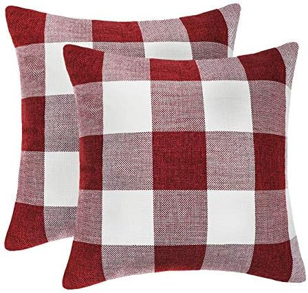 Amazon.com: 4TH Emotion Set of 2 Farmhouse Buffalo Check Plaid Throw Pillow Covers Cushion Case P... | Amazon (US)