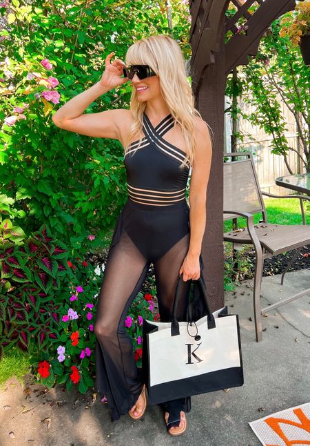 Black mesh detail halter one piece bathing suit by Hilor - use promo code 304F6TK5 to save 30% on top of the discounted price! - one piece swimsuit - swimwear - sheer pants - swim cover-up - monogram tote bag - initial bag - sunglasses - Amazon Fashion - Amazon Swim - Amazon Promo code - Amazon Deals - Amazon Finds 

#LTKswim #LTKsalealert #LTKunder50