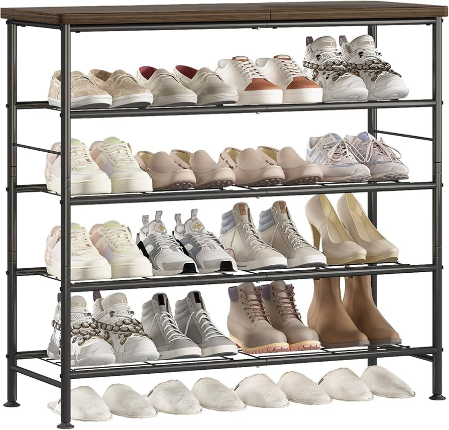 SUOERNUO Shoe Rack Organizer 5 Tier for Closet Entryway Free Standing Metal Storage Shoe Shelf wi... | Amazon (US)