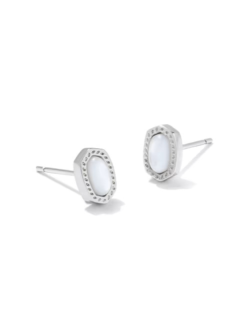 Mini Ellie Silver Stud Earrings in Ivory Mother-of-Pearl | Kendra Scott