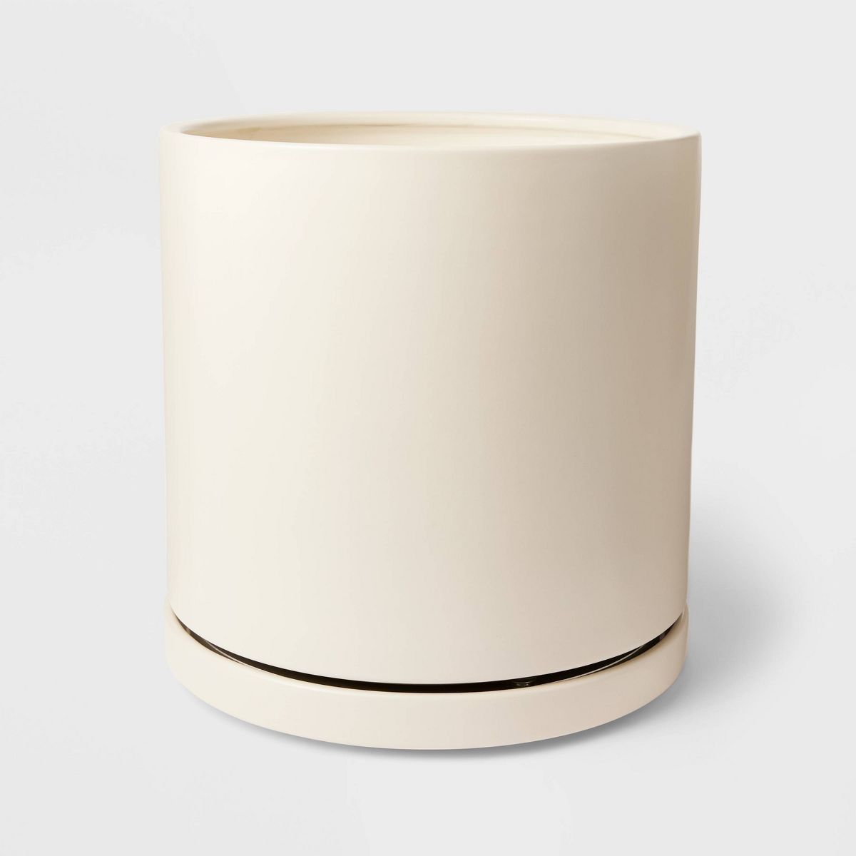 Hilton Carter for Target 11" Wide Ceramic/Metal Indoor Outdoor Planter Pot Cream Matte Glaze with... | Target