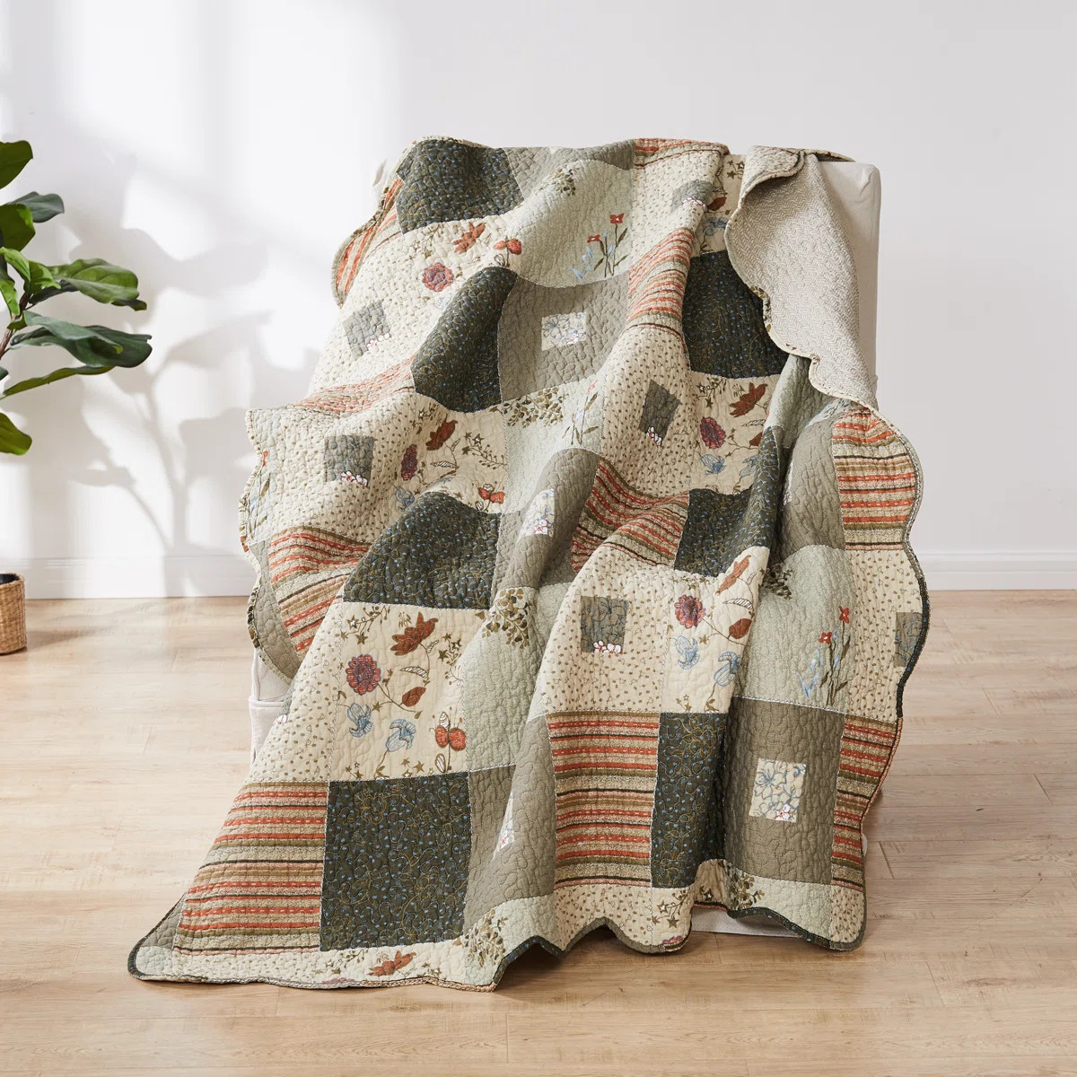 Sedona Patchwork Print 100% Cotton Reversible Quilted Throw | Wayfair North America