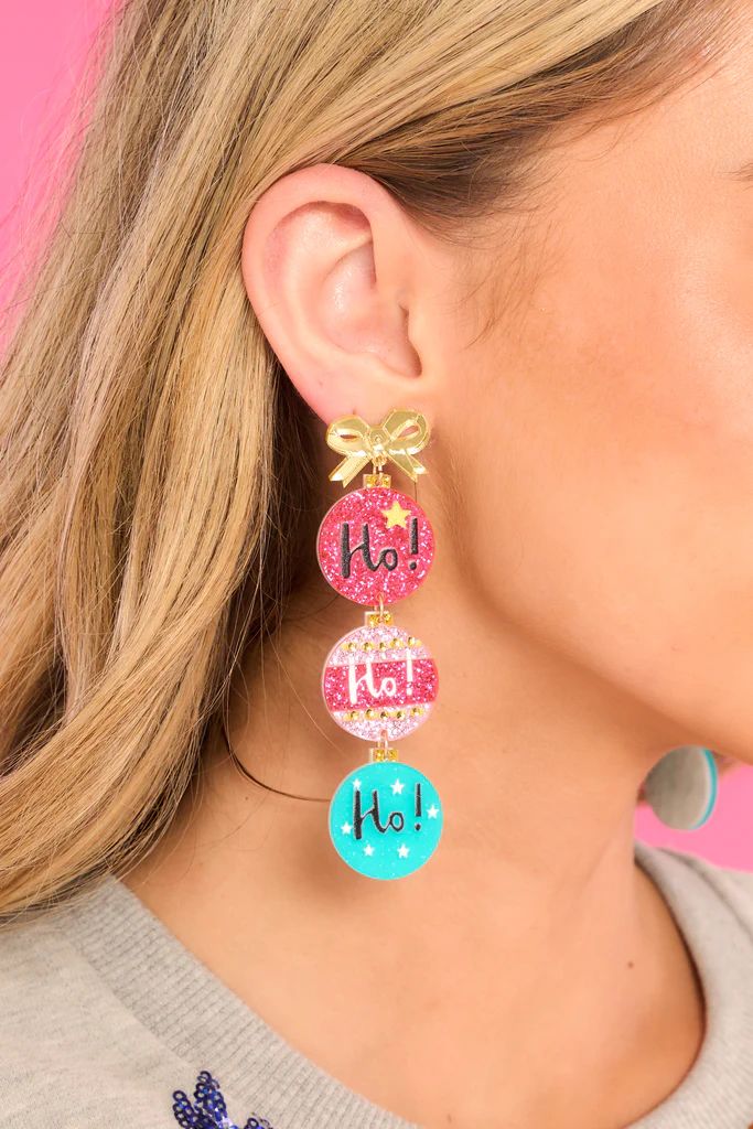 Happy Holidays Pink Multi Earrings | Red Dress 