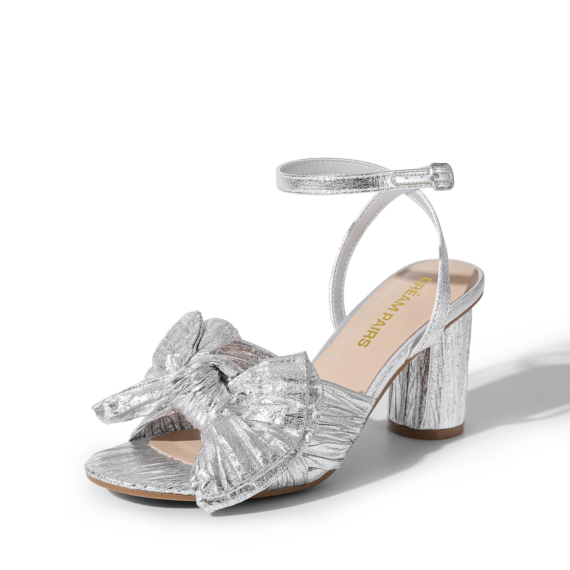 DREAM PAIRS Women's Bow Knot Heeled Sandals Low Chunky Heels Open Toe Ankle Strap Slingback Dress... | Walmart (US)