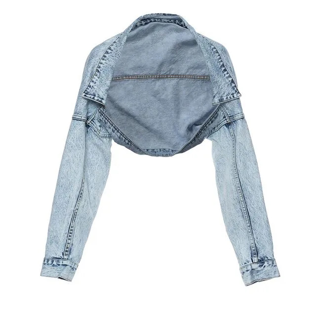 Glizzer - Long-Sleeve Cropped Denim Jacket | YesStyle Global