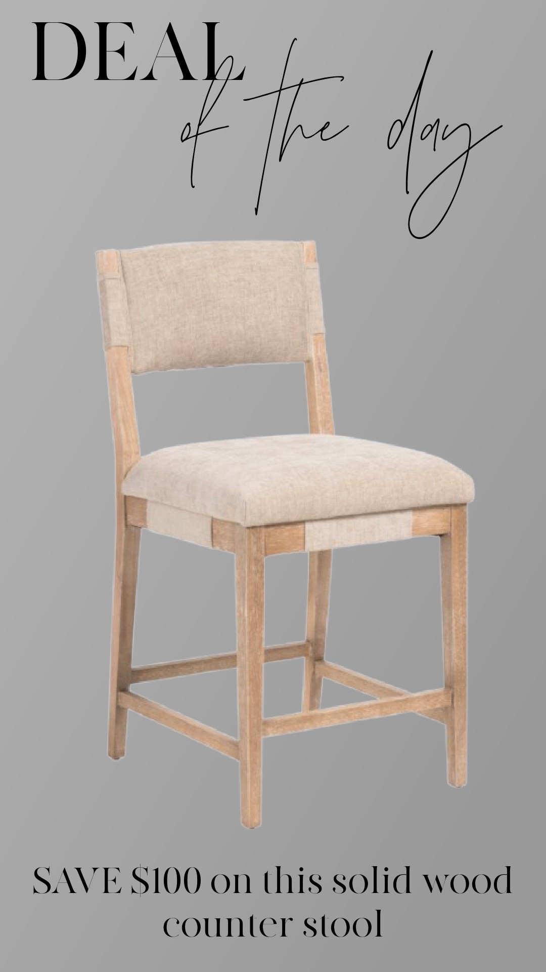 Deal of the day 🤍 This solid wood counter stool is such a good neutral—warm wood, simple lines, and comfortable upholstery. Right now you can save $100. Linked here.

#LTKSaleAlert #LTKHome