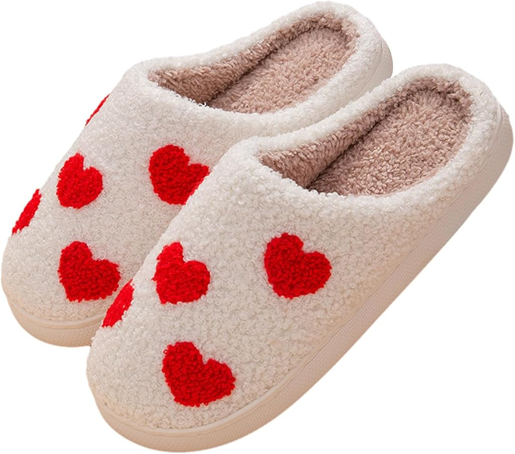 MonyPlay Womens Heart Slippers Cute Red Heart Warm Slippers Fuzzy Plush Winter Slippers Valentine... | Amazon (CA)