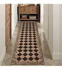 Beeiva Checkered Print Rug Runners for Hallways Non Slip 2.5x8, Ultra Thin Beige Kitchen Runner R... | Amazon (US)