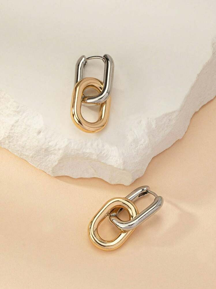 Two Tone Chain Drop Earrings | SHEIN