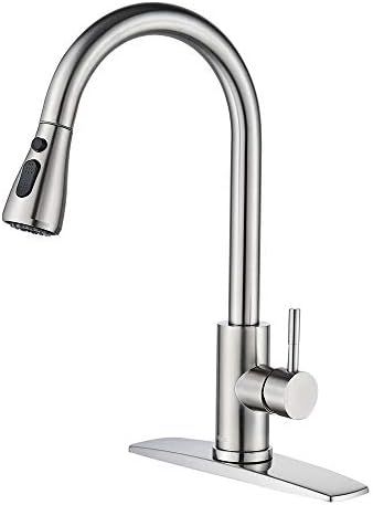 FORIOUS Kitchen Faucet with Pull Down Sprayer Brushed Nickel, High Arc Single Handle Kitchen Sink... | Amazon (US)