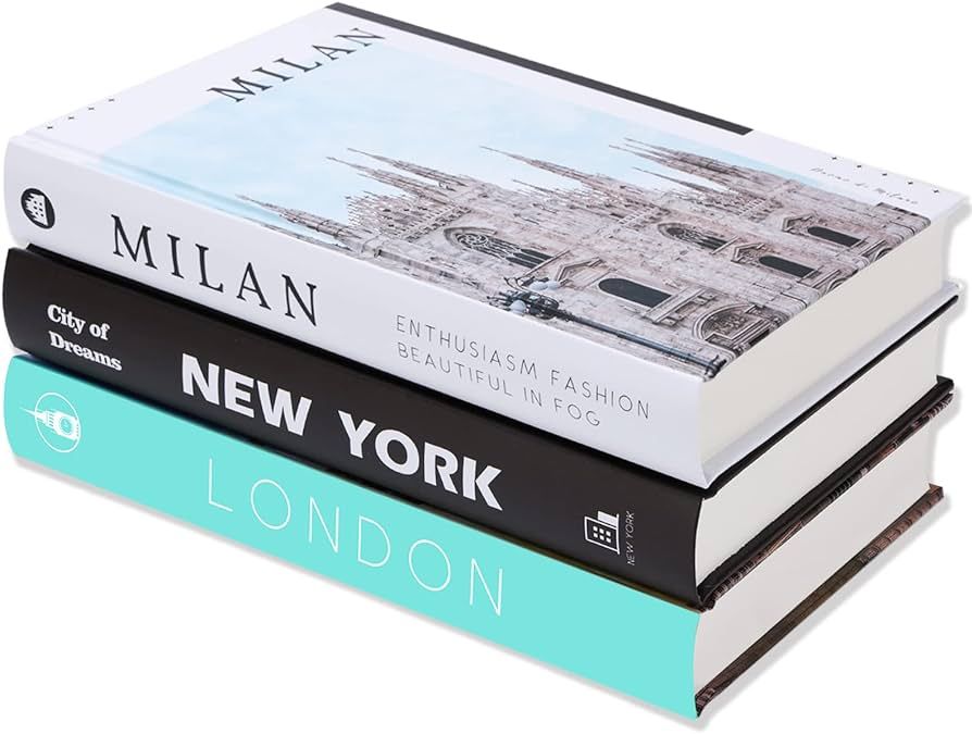 3 Piece City Decorative Books, Hardcover Decorative Book Stack for Home Decor, Display Books for ... | Amazon (US)