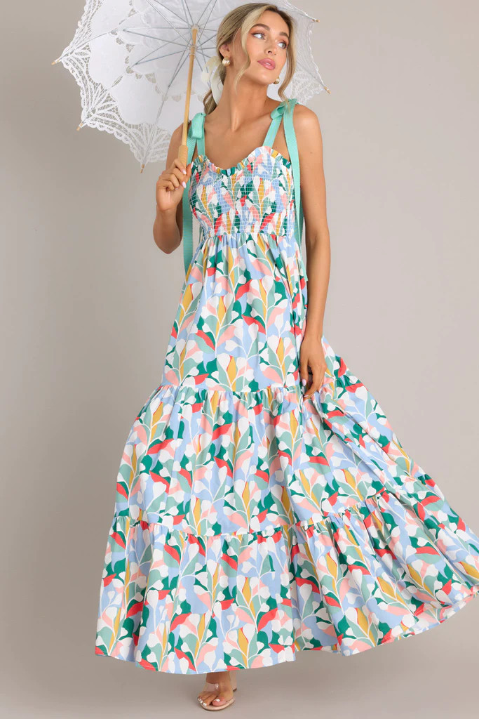 Wishing For You Sky Blue Multi Print Maxi Dress | Red Dress