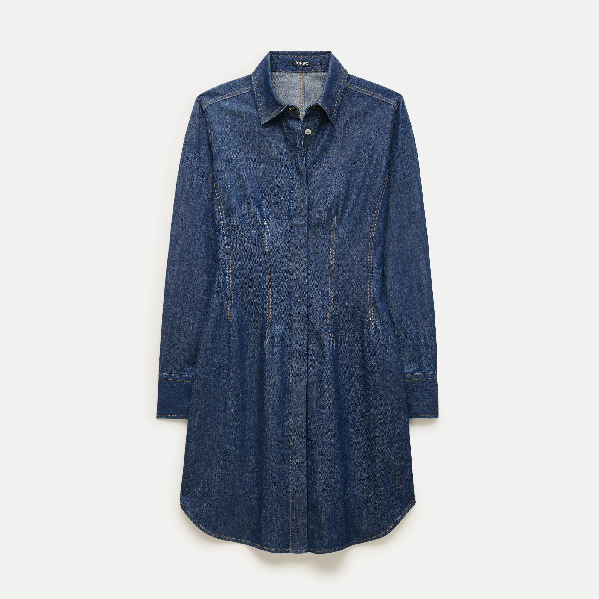 Long-sleeve mini shirt-dress in denim | J. Crew US