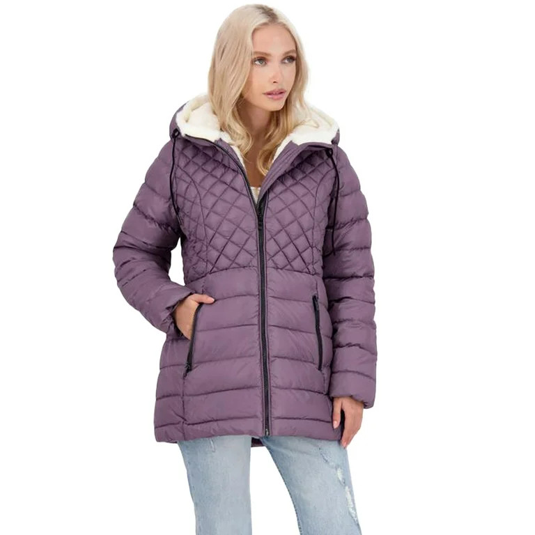 Steve Madden Women's Glacier Shield Winter Puffer Coat with Faux Fur Lining | Walmart (US)