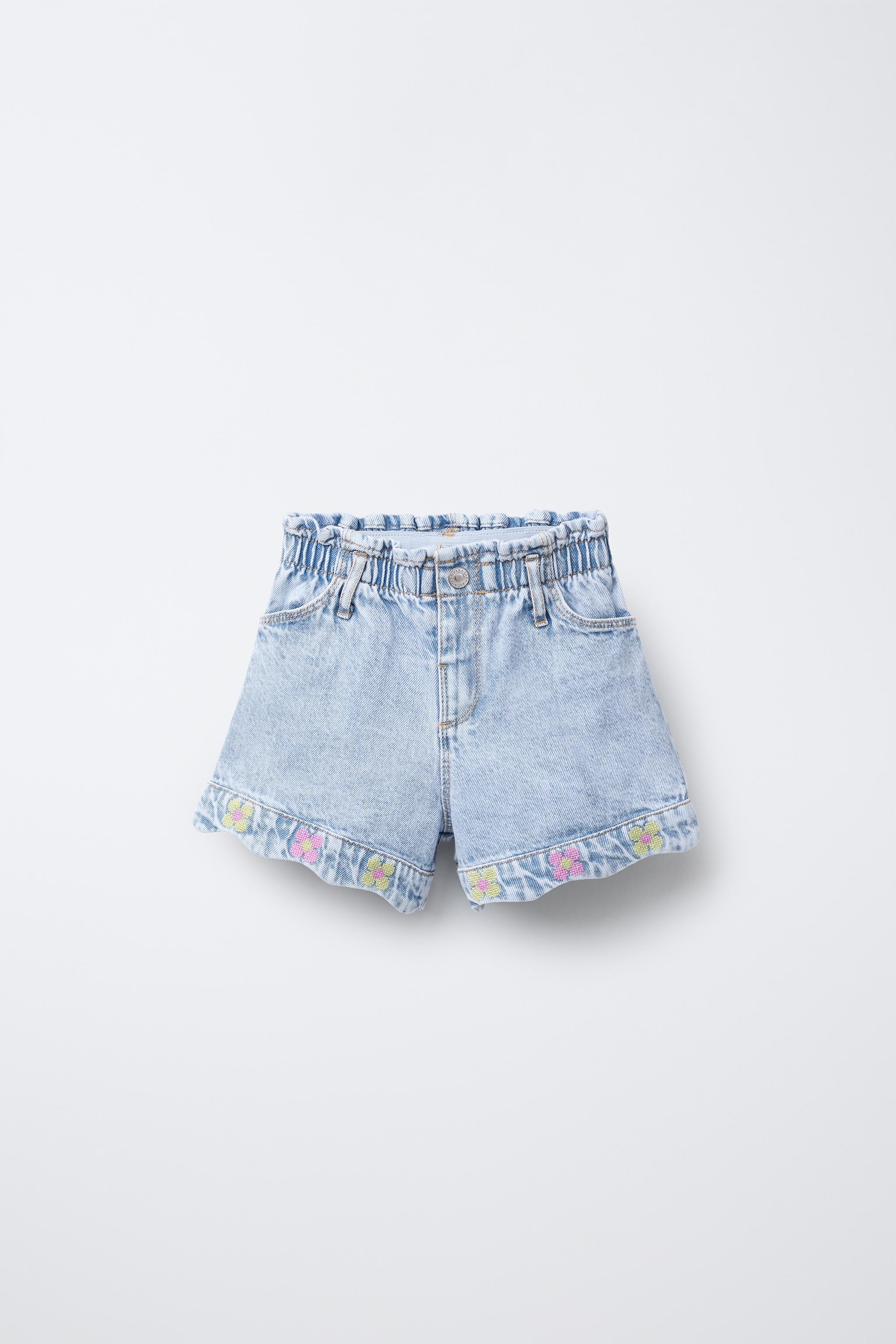 EMBROIDERED FLOWER DENIM SHORTS | Zara US