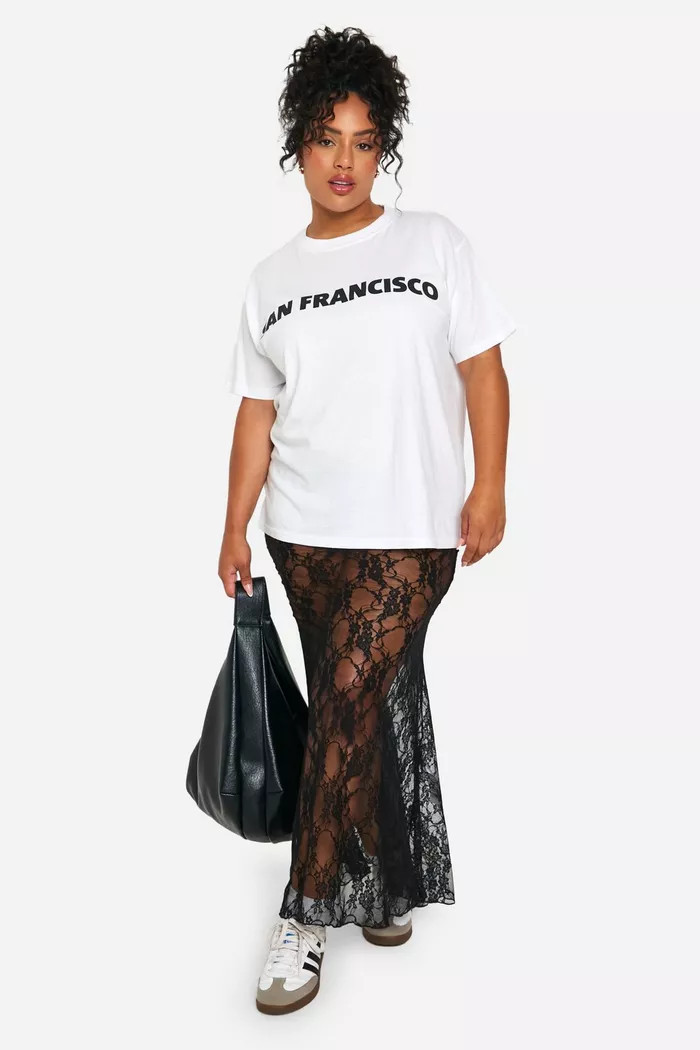 Plus Lace Maxi Column Skirt | boohoo (US & Canada)