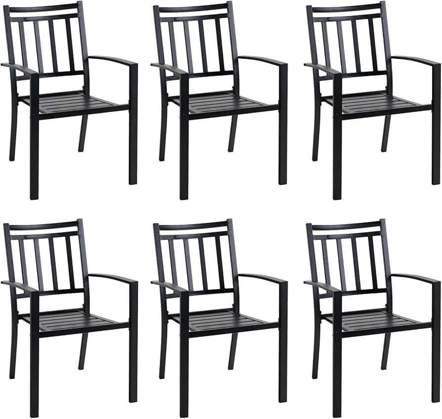 Sophia & William Outdoor Chairs Black Metal Patio Dining Chairs Set of 6,E-Coating Metal Stackabl... | Amazon (US)