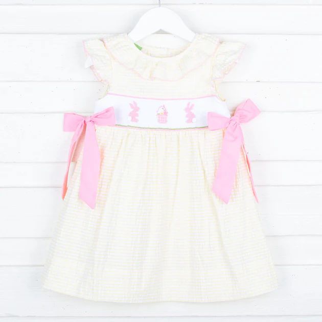 Easter Basket Smocked Windowpane Beverly Dress | Classic Whimsy