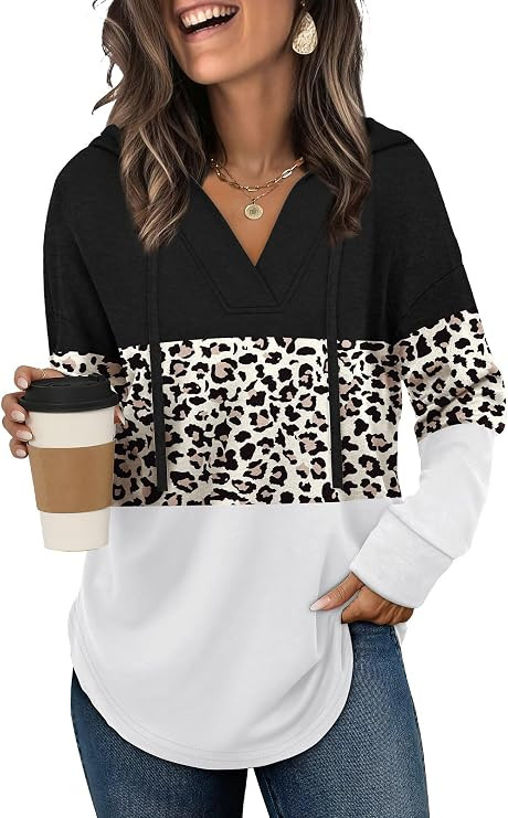 Sampeel Hoodies for Women Trendy Fall Fashion 2025 V Neck Oversized Sweatshirt Plus Size Tops Clo... | Amazon (US)