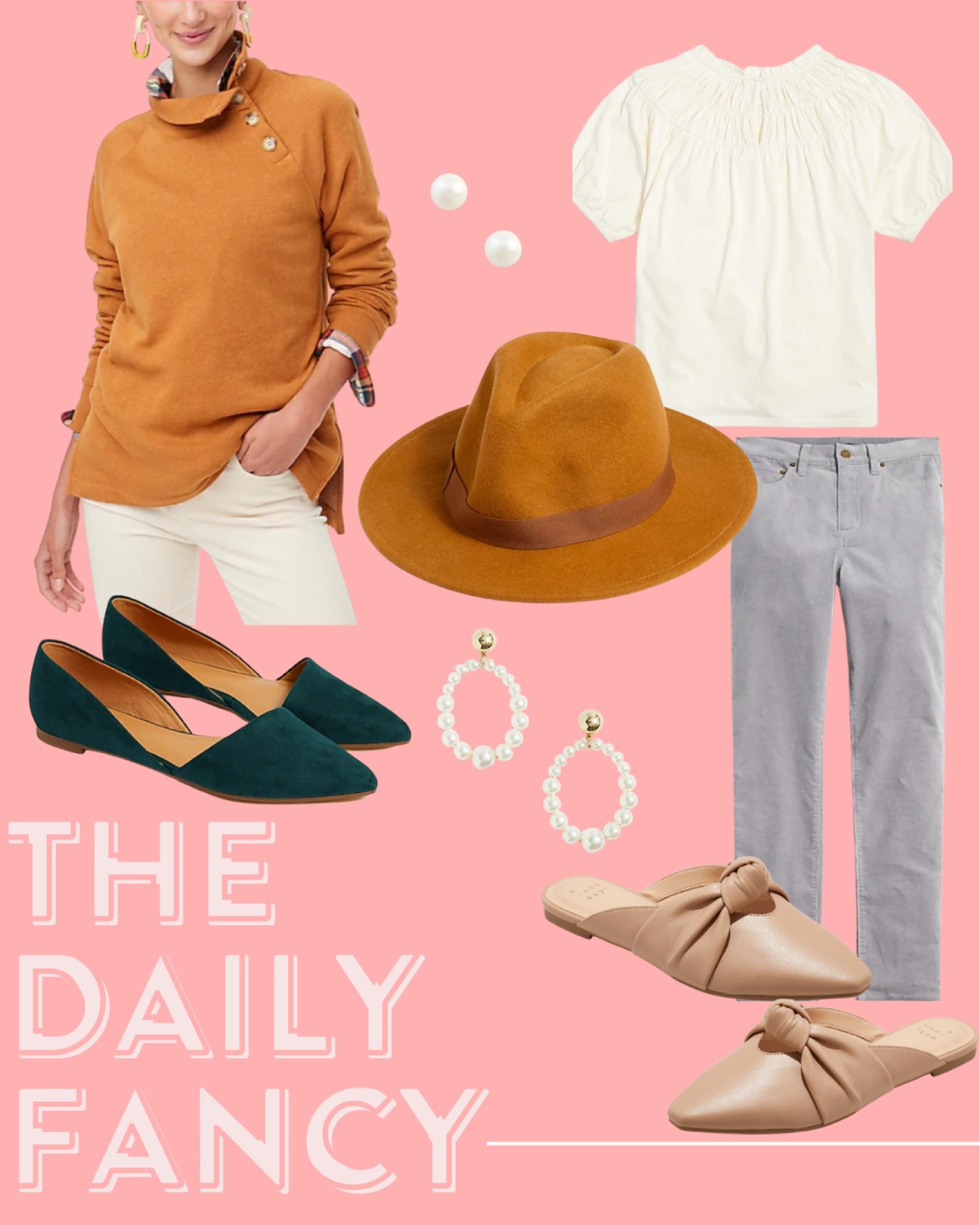 Lots of cute fall looks from J.Crew Factory. This wide button-collar sweatshirt is both classy and comfortable. And the white circle smocked tee is so timeless with pearls. 

#LTKunder100 #LTKSeasonal #LTKunder50