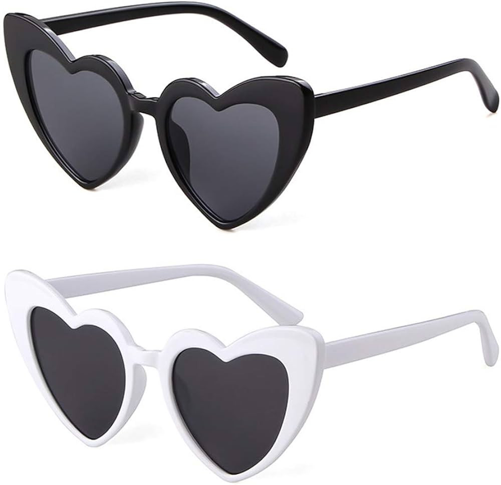 boqopod Clout Heart Shaped Sunglasses Goggles Vintage Cat Eye Mod Style Retro Kurt Cobain Glasses | Amazon (US)