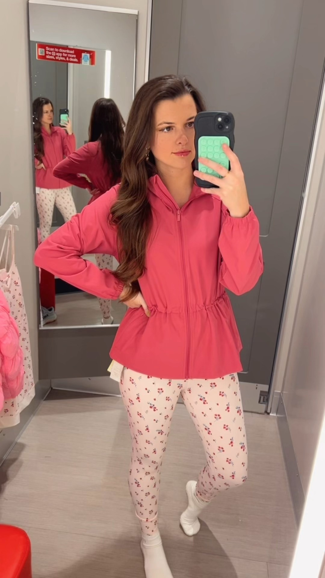 // this legging print is giving loveshack fancy vibes, the waistband has a ruffle and the matching sports bra also has a ruffle // couldn’t find the exact jacket so linked some similar // 

#LTKActive #LTKfitnessgoals #LTKSaleAlert