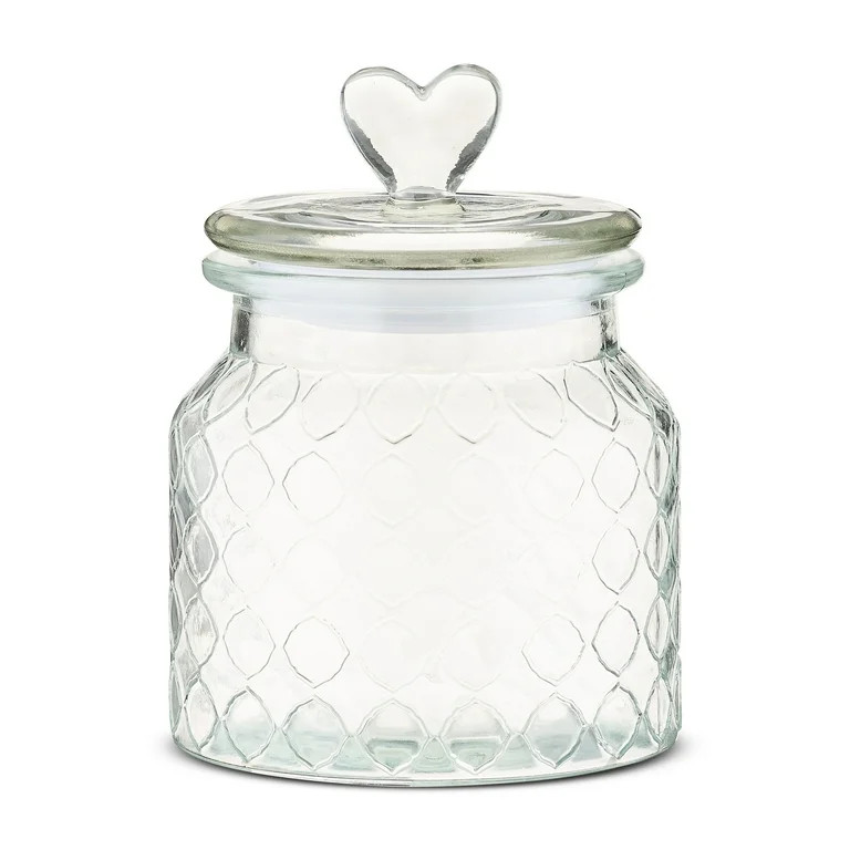 Clear Glass Jar with Lid and Heart-Shaped Knob, 6.25", Valentine's Day by Way To Celebrate | Walmart (US)