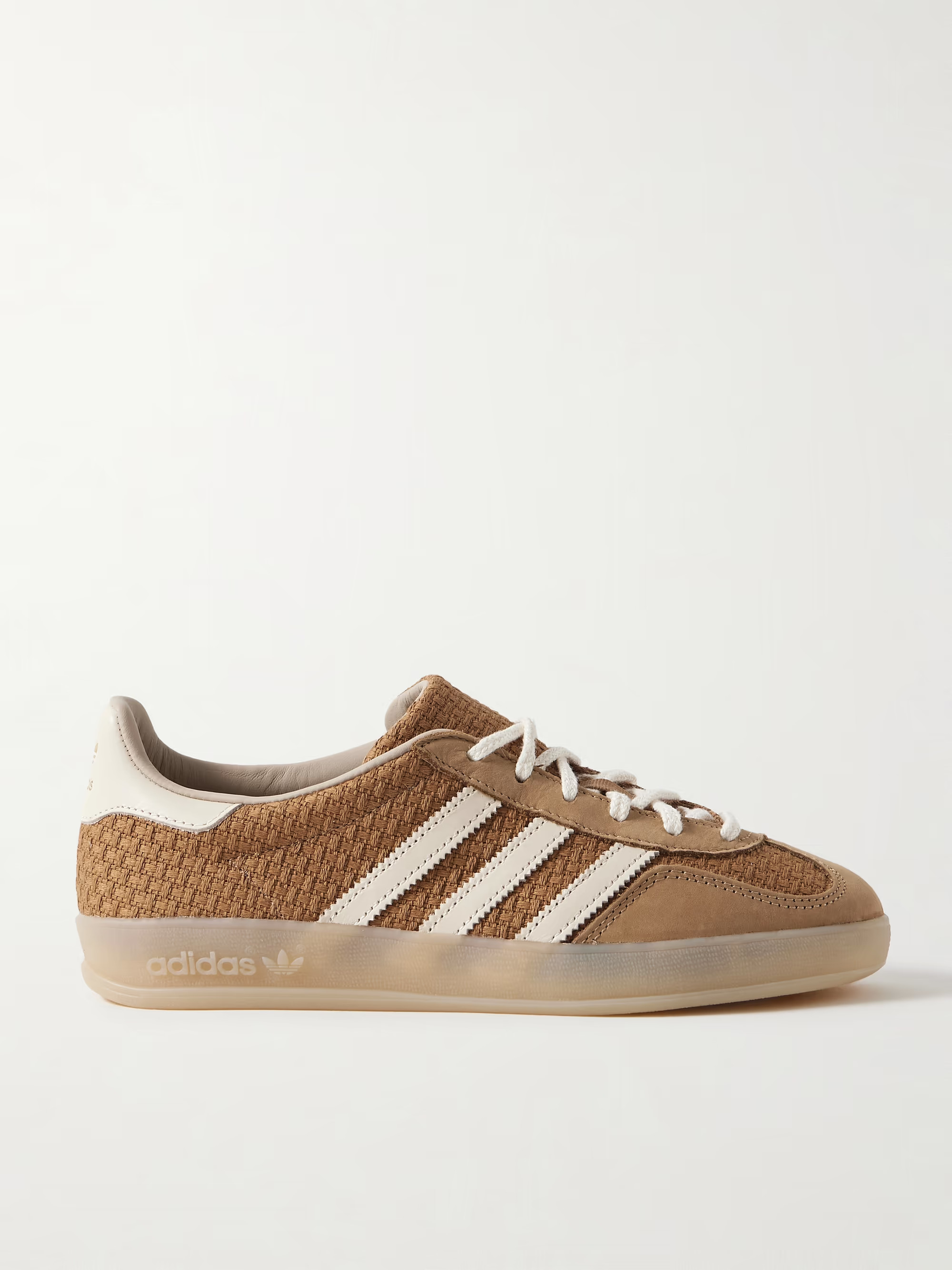 Gazelle Indoor nubuck and leather-trimmed jacquard sneakers | NET-A-PORTER (UK & EU)