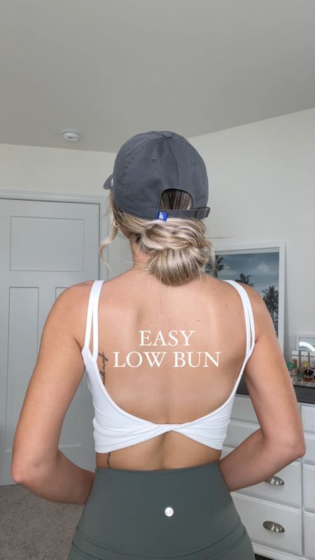 Easy low bun 🫶🏼 this is perfect for dirty hair days! 
+ sports bra: xs
+ leggings: xs 25 inch 

#LTKbeauty #LTKVideo #LTKstyletip