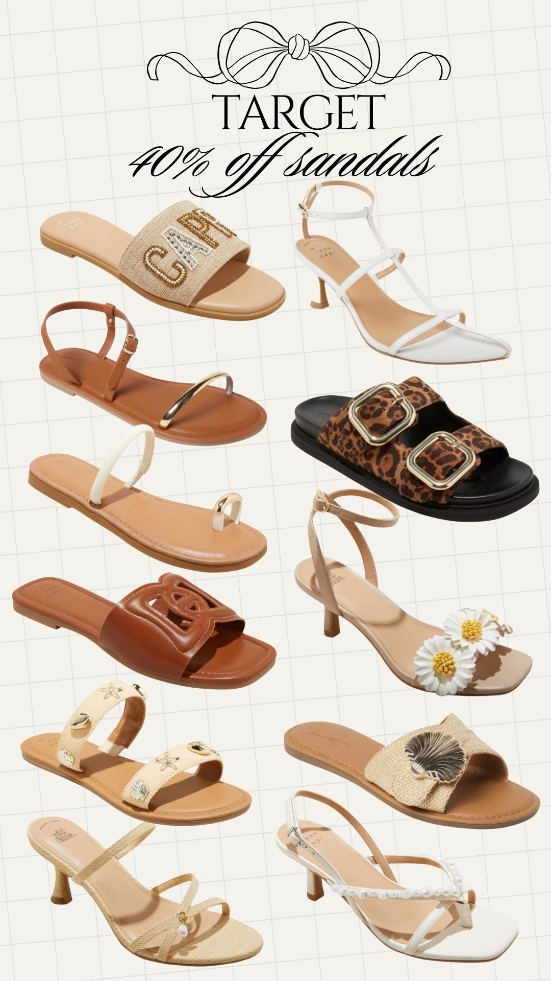 Target sandals 40% off


#LTKShoeCrush #LTKSaleAlert #LTKFindsUnder50