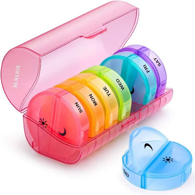 Sukuos 7-Day 2x Pill Organizer, Large Daily Pill Cases for Pills, Vitamins, Fish Oil & Supplements - Pink | Target