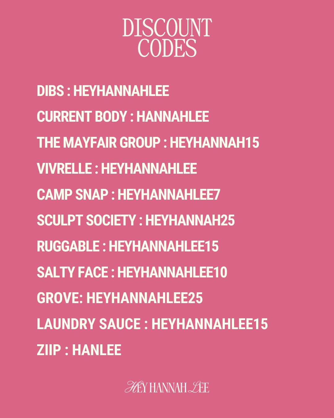  My discount codes for brands I use and love!!! 📦
 