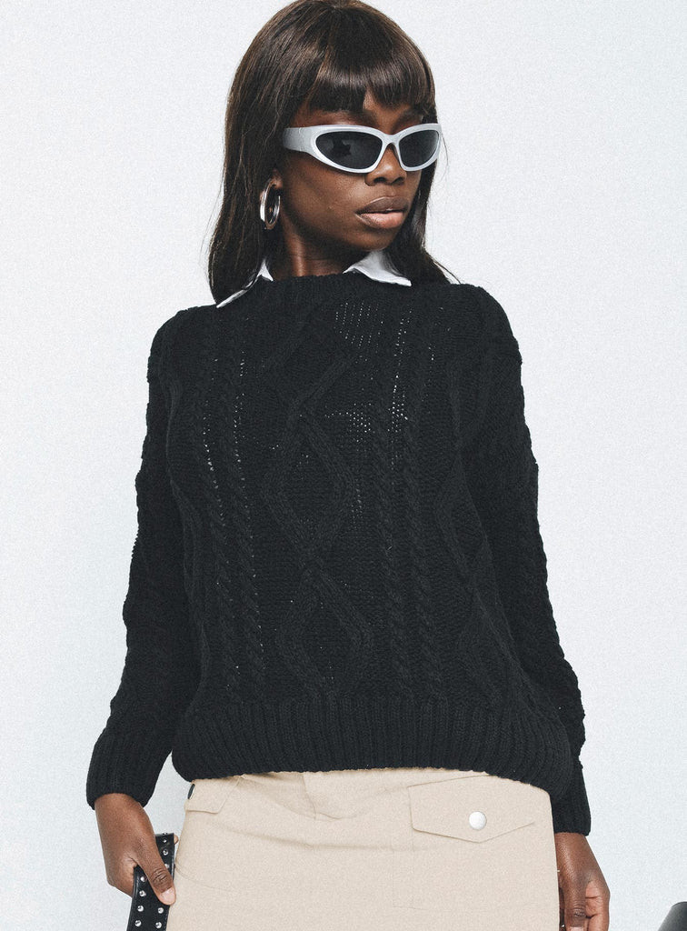 Anaya Oversized Jumper Black | Princess Polly AU
