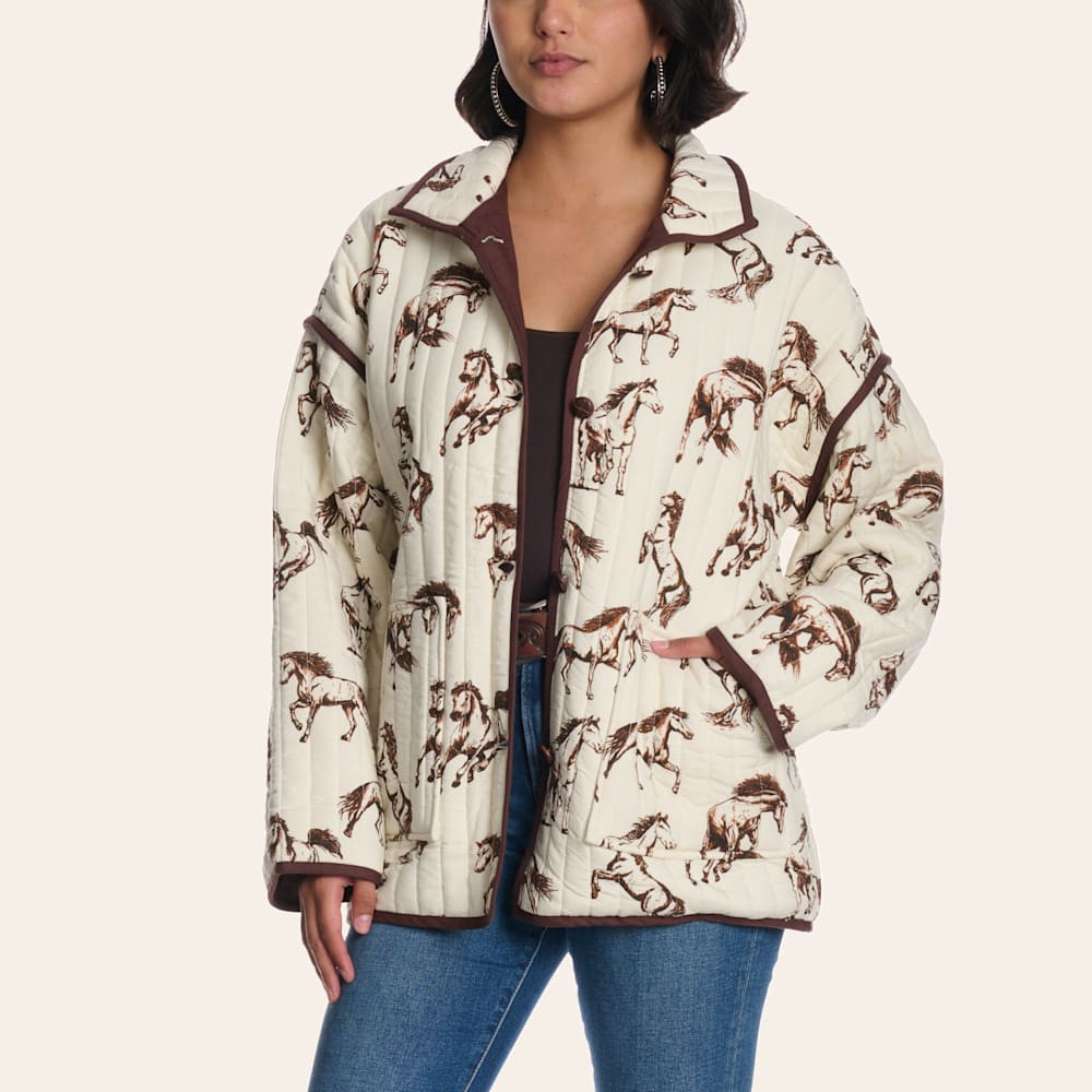 Cotton & Rye Women’s White Horse Print Quilted Jacket | Cavender's