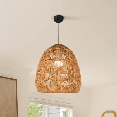 1 - Light Hand-woven Rattan Pendant Light Dimmable Ceiling Light Fixture For Living Room, Dining Room, Or Bedroom In Modern Farmhouse, Boho & Coastal | Wayfair North America
