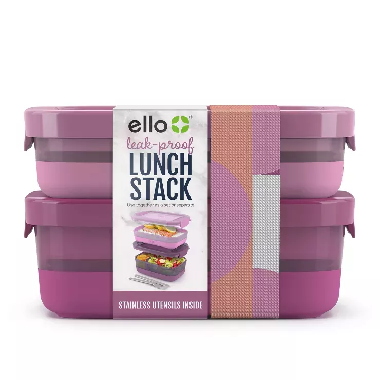 Ello Plastic Salad Bento Set Mauve