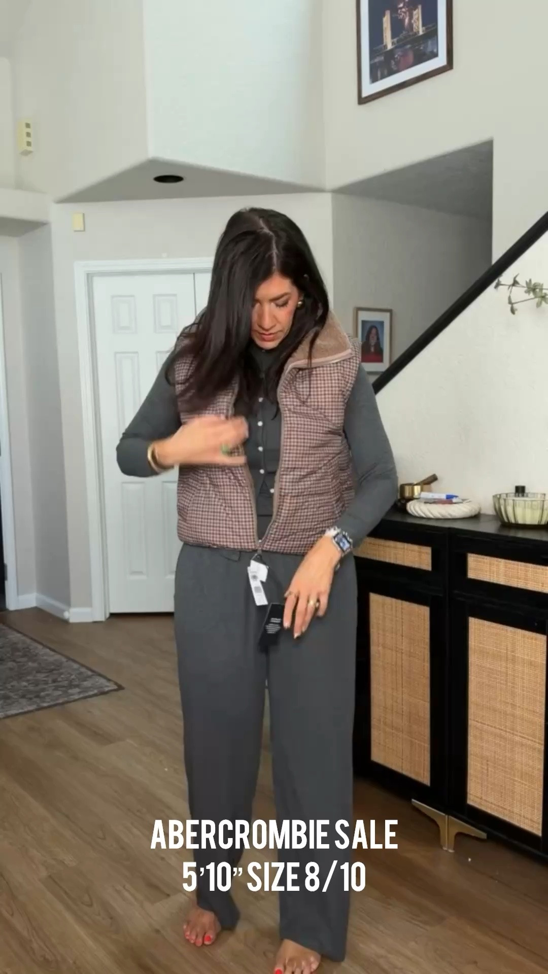 In a medium vest and top and medium lounge pant Midsize fashion, vest, matching set, comfy outfit, Abercrombie, fall fashion, fall style, trendy fashion, casual outfits, fall outfits, mom style