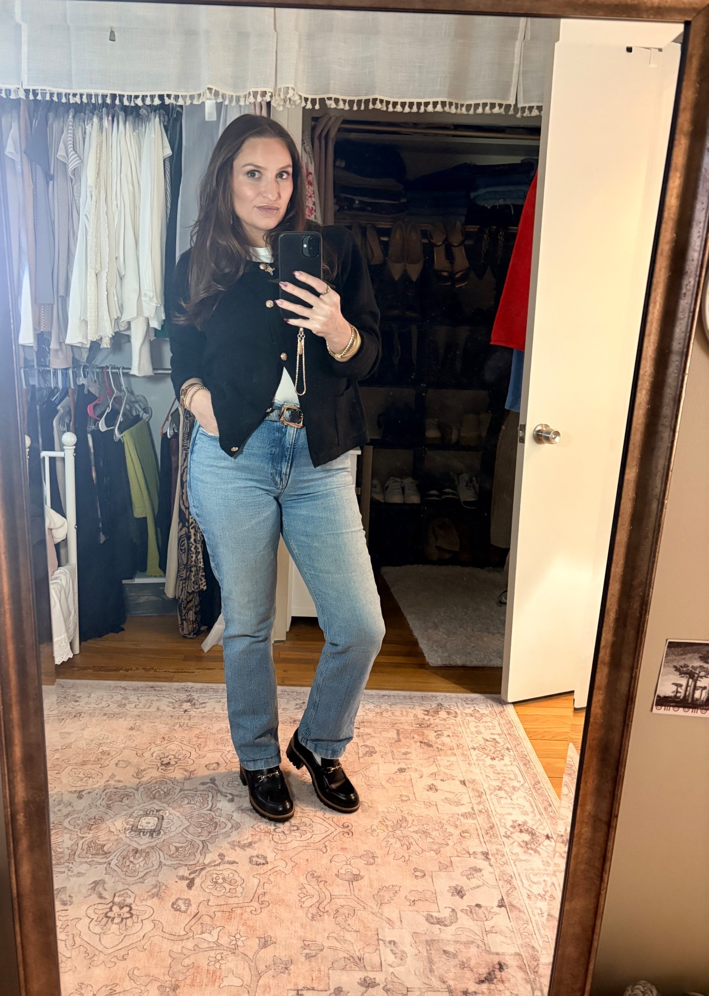 Just the basics 
#bluejeans #denim #goodamerican #loafers #cardigan #ltk

#LTKootd #LTKOver40 #LTKWorkwear