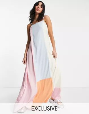 Daisy Street maxi cami dress in pastel color block | ASOS (Global)