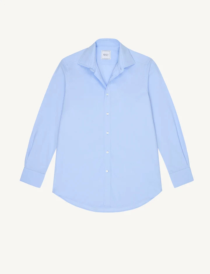 The Boyfriend: Fine Poplin, Sky Blue | With Nothing Underneath