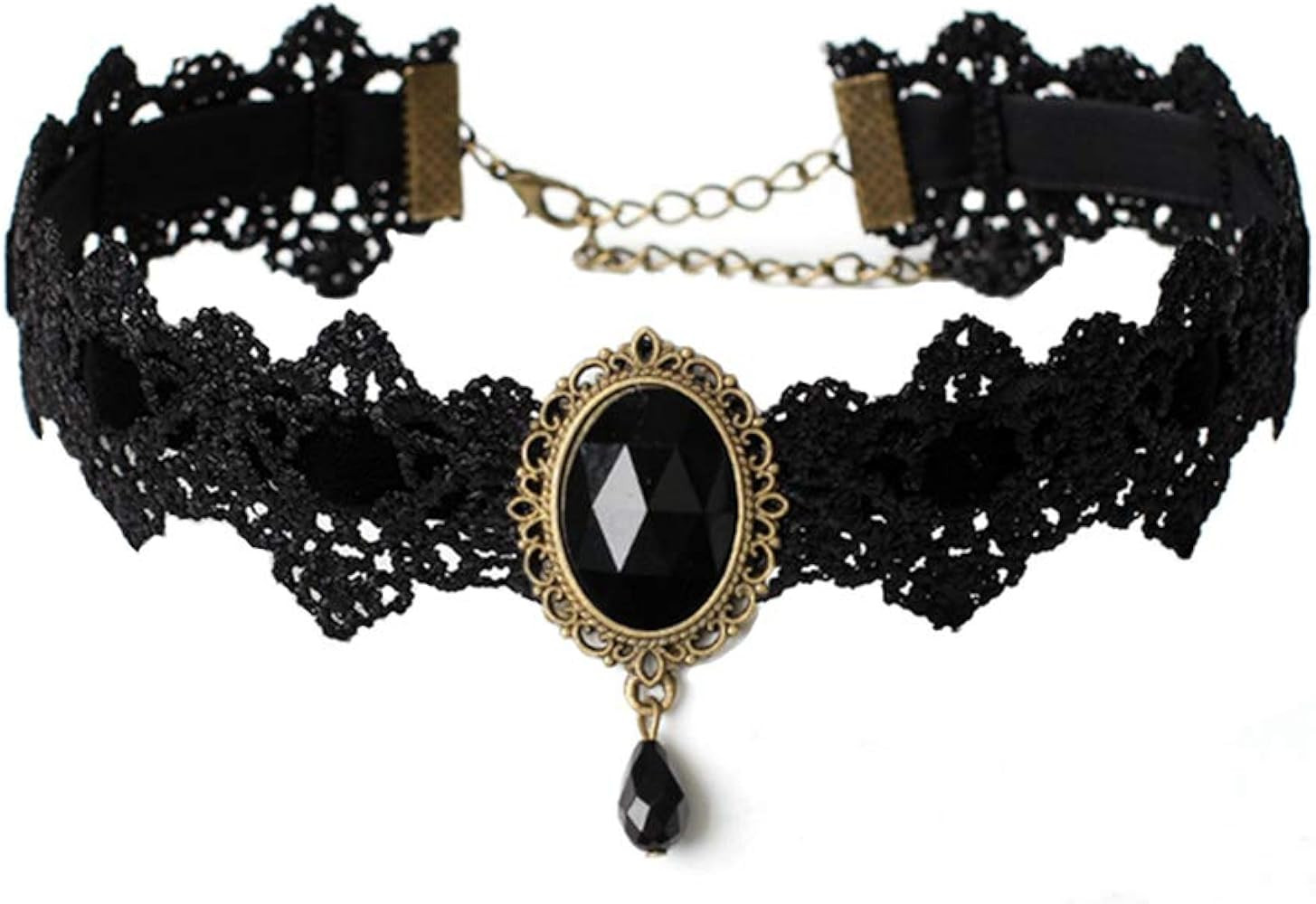 Retro Handmade Choker Necklace for Women Gothic Black Lace Necklace for Halloween Punk Costume Pa... | Amazon (US)
