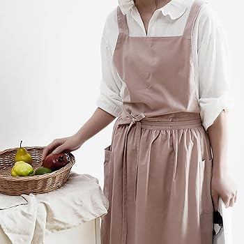 OBEEII Cotton Linen Apron for Women Girls Vintage Baking Cooking Gardening Work Apron Pinafore Dr... | Amazon (US)