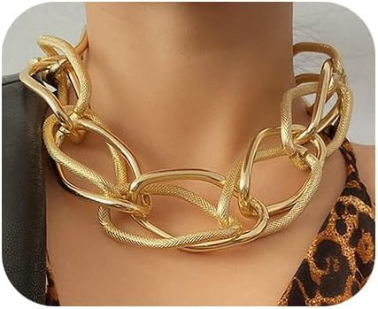 Jumwrit Chunky Choker Necklace Statement Thick Necklace Heavy Chain Necklace Costume Accessory fo... | Amazon (US)