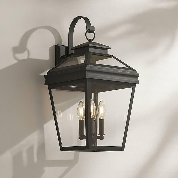 John Timberland Stratton Street Traditional Outdoor Wall Light Fixture Textured Black Lantern 22"... | Amazon (US)