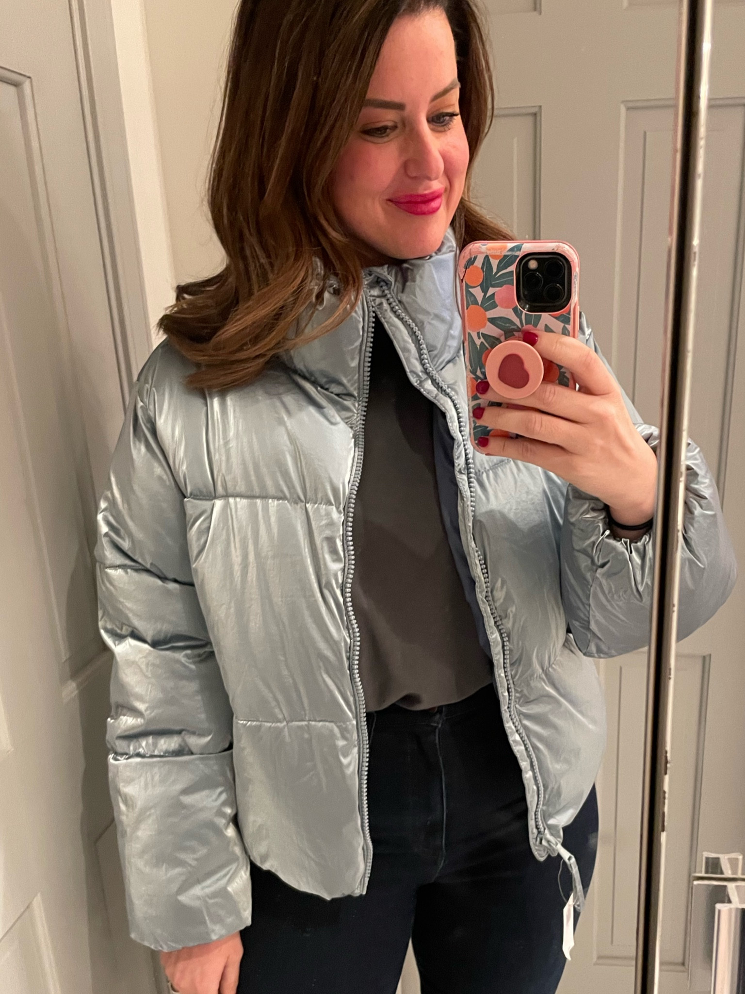 Silver blue perfection! im so happy with this puffer! So soft and warm  
