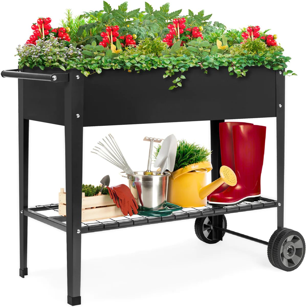 Best Choice Products Elevated Metal Garden Bed for Backyard w/ Wheels, Shelf | Best Choice Products 
