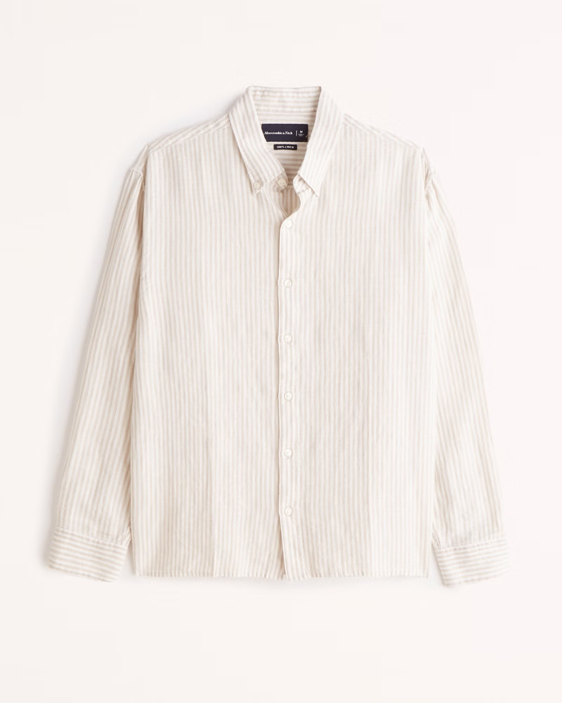 Linen Button-Up Shirt | Abercrombie & Fitch (US)