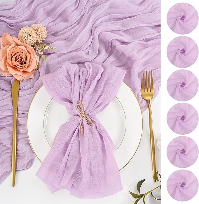 Cloth Napkins Set of 12, 20x20 Inch Lavender Cheesecloth Napkins Rustic Boho Gauze Dinner Napkin ... | Amazon (US)