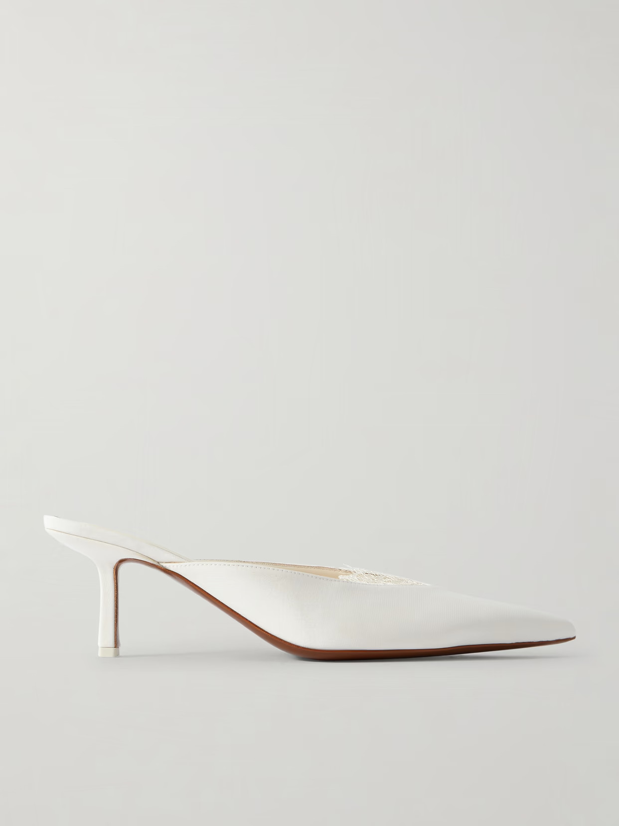 NEOUS - Matar Lace-trimmed Crepe Mules - White | NET-A-PORTER (US)