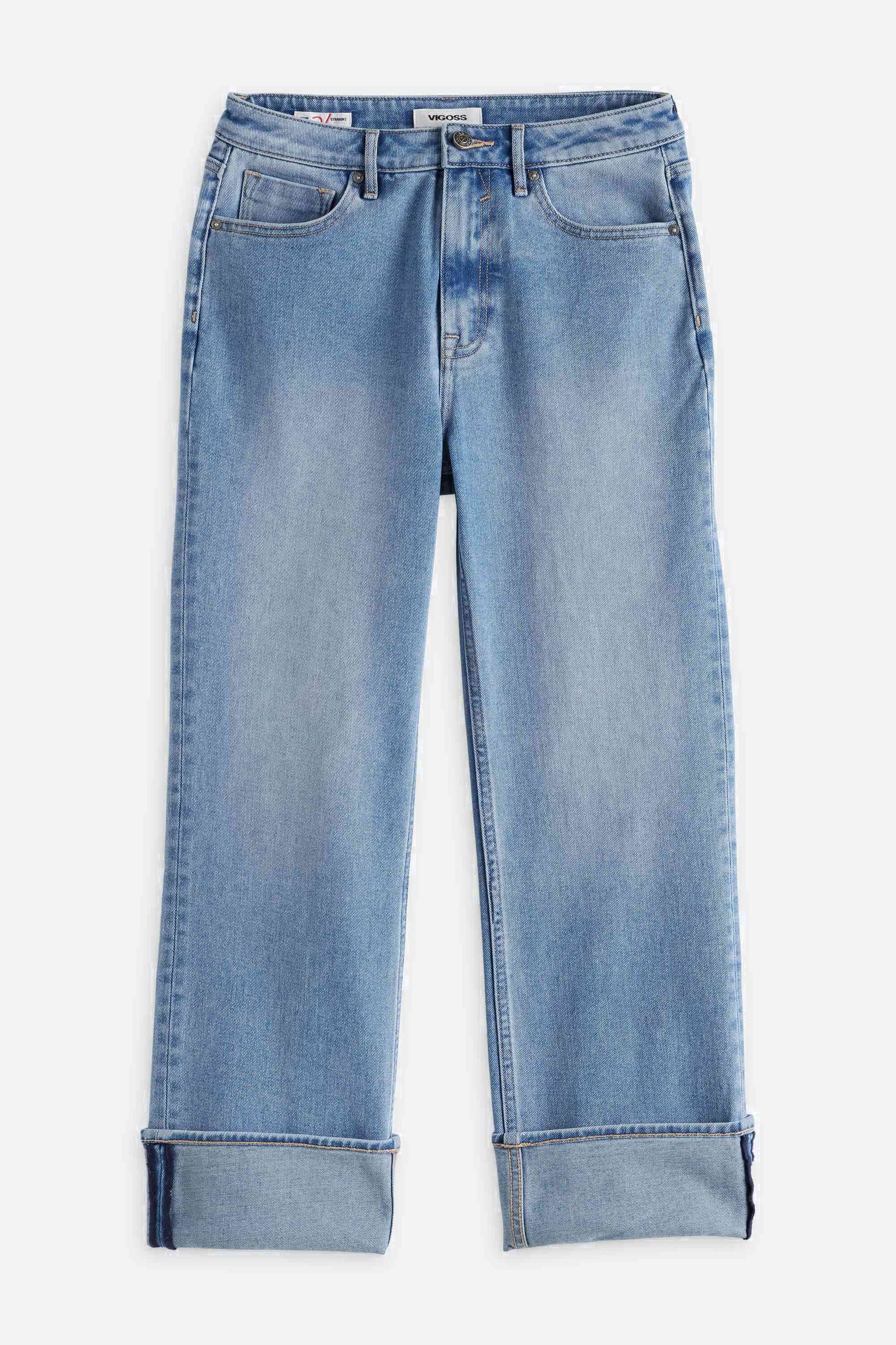 Daniela Wide Cuff E Crop Straight Jean | Stitch Fix